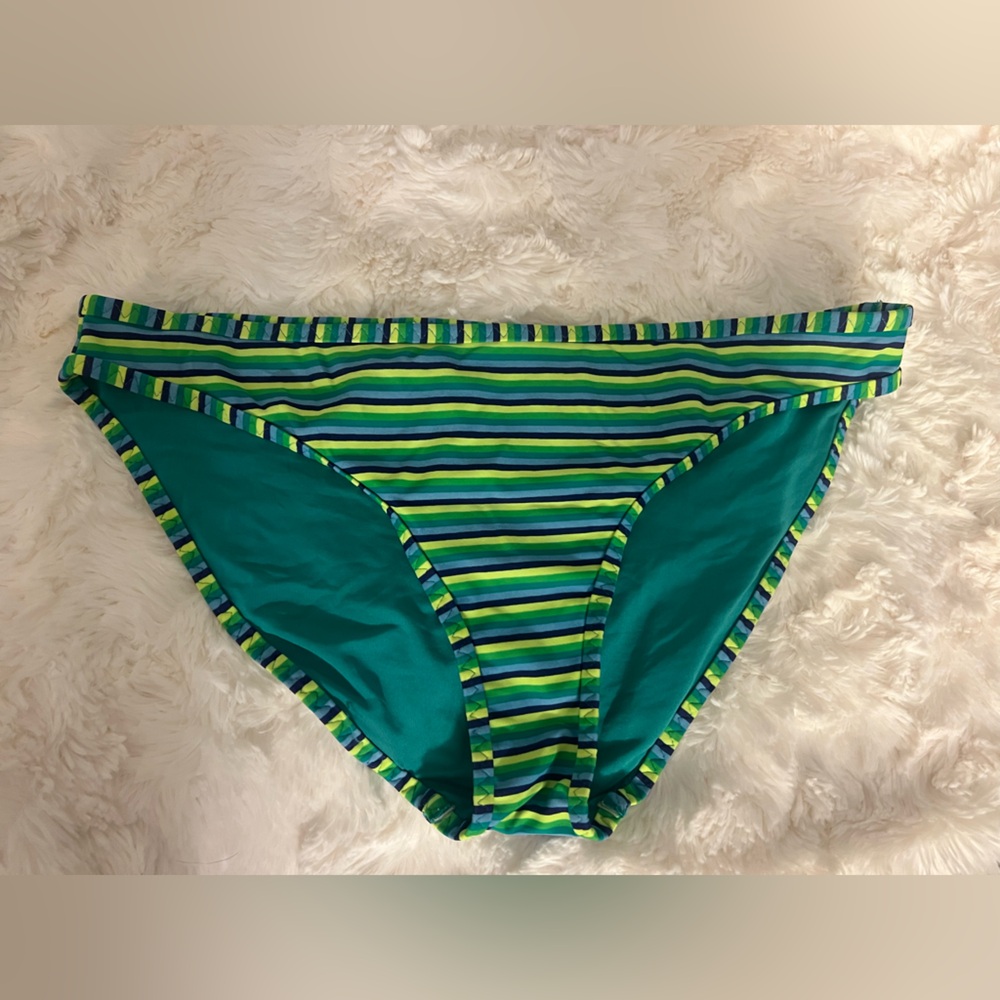 Aerie Striped Green and Blue Bikini Bottom